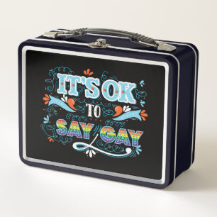 LGBTQ It's OK To Say Gay Pride Rainbow Metal Lunch Box