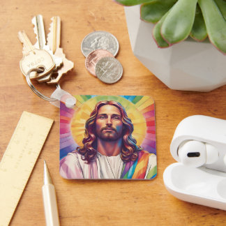 LGBTQ+ Jesus Gay Pride, Rainbow Jesus Key Ring