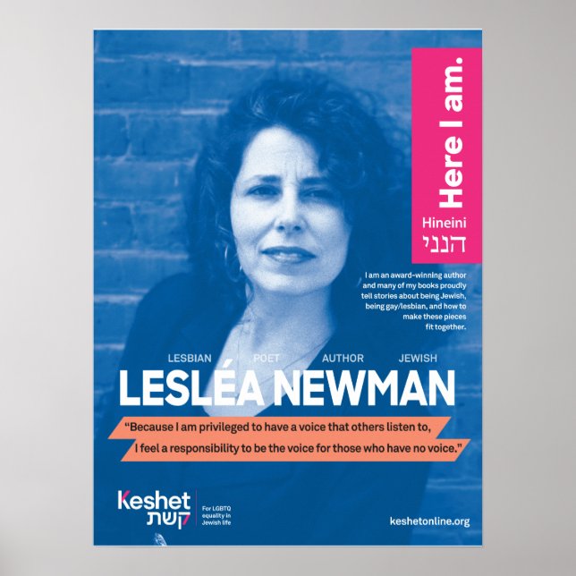 LGBTQ Jewish Heroes Poster - Leslea Newman (Front)