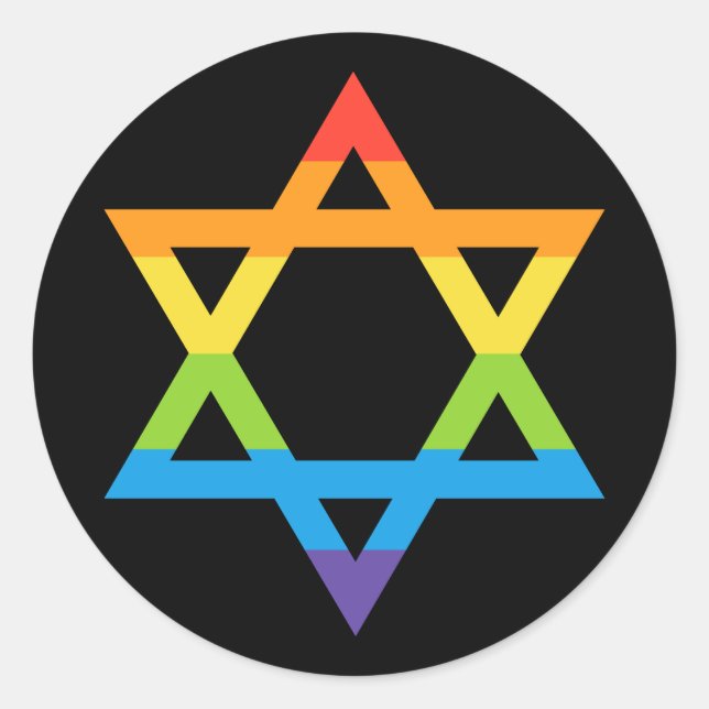 LGBTQ Jewish Israel Star Of David Pride Month Classic Round Sticker (Front)
