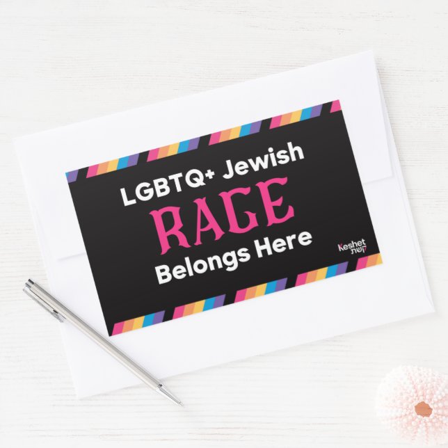 LGBTQ+ Jewish Rage Belongs Here Rectangular Sticker (Envelope)
