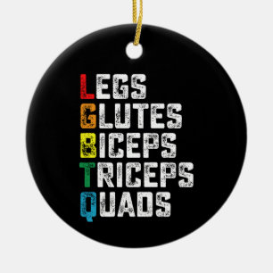 LGBTQ Legs Glutes Biceps Triceps Quads Funny Gym Ceramic Tree Decoration