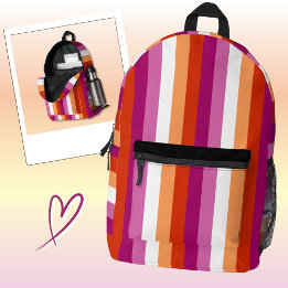 LGBTQ+ Lesbian Flag Stripes Pride - Printed Backpack