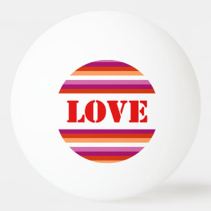LGBTQ+ Lesbian Flag with Love Stripes Pride - Ping Pong Ball