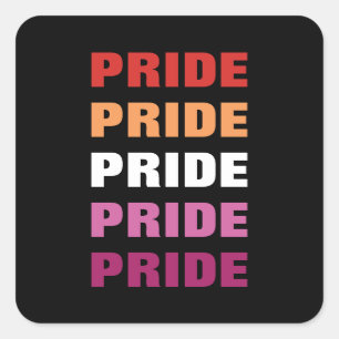 LGBTQ Lesbian Pride Customisable Repeated Text Square Sticker