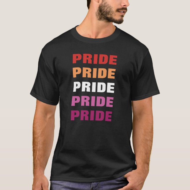 LGBTQ Lesbian Pride Customisable Repeated Text T-Shirt (Front)