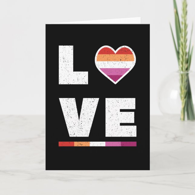 LGBTQ Lesbian Pride Flag Distressed Grunge Love Card (Front)