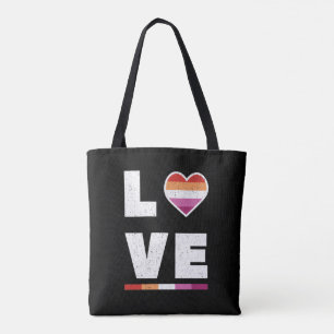 LGBTQ Lesbian Pride Flag Distressed Grunge Love Tote Bag