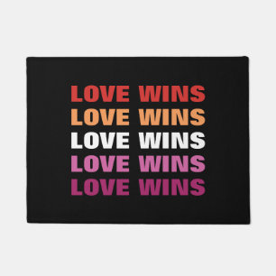 LGBTQ Lesbian Pride Love Wins Custom Repeated Text Doormat