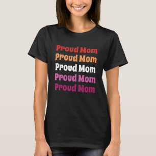 LGBTQ Lesbian Pride Proud Mum Repeating Text T-Shirt