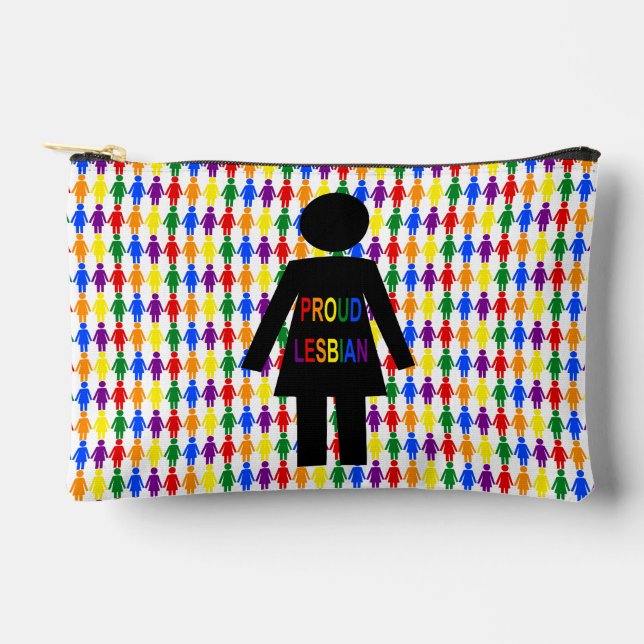 LGBTQ Lesbian Silhouette and Rainbow Ladies Accessory Pouch (Front)