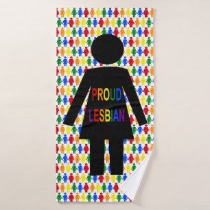 LGBTQ Lesbian Silhouette and Rainbow Ladies Bath Towel