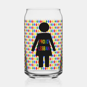 LGBTQ Lesbian Silhouette and Rainbow Ladies Can Glass