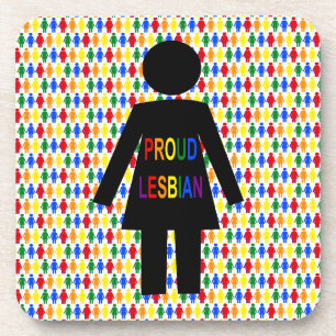 LGBTQ Lesbian Silhouette and Rainbow Ladies Coaster