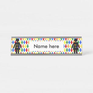 LGBTQ Lesbian Silhouette and Rainbow Ladies Desk Name Plate