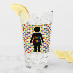 LGBTQ Lesbian Silhouette and Rainbow Ladies Glass