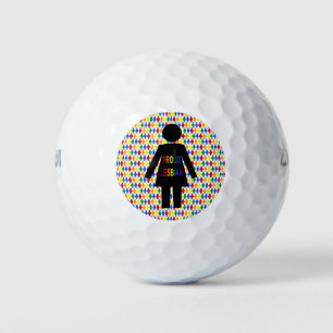 LGBTQ Lesbian Silhouette and Rainbow Ladies Golf Balls