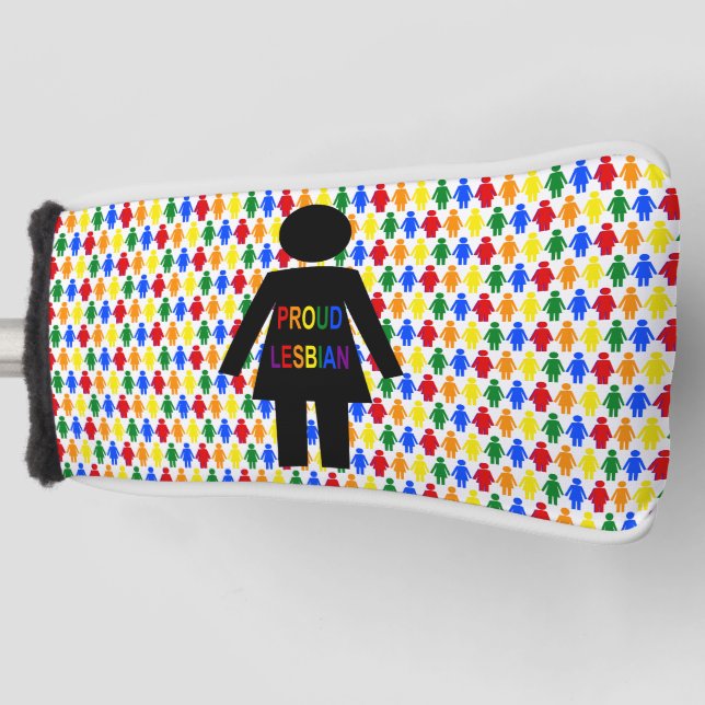 LGBTQ Lesbian Silhouette and Rainbow Ladies Golf Head Cover (Front)