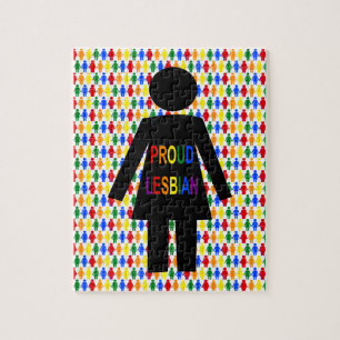 LGBTQ Lesbian Silhouette and Rainbow Ladies Jigsaw Puzzle