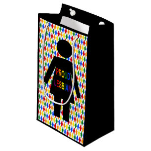LGBTQ Lesbian Silhouette and Rainbow Ladies Small Gift Bag