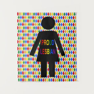 LGBTQ Lesbian Silhouette and Rainbow Ladies Tapestry