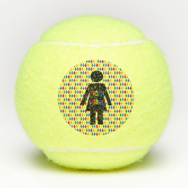 LGBTQ Lesbian Silhouette and Rainbow Ladies Tennis Balls (Front)