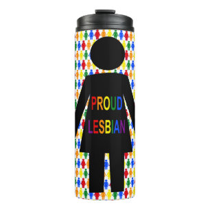 LGBTQ Lesbian Silhouette and Rainbow Ladies Thermal Tumbler