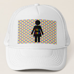 LGBTQ Lesbian Silhouette and Rainbow Ladies Trucker Hat