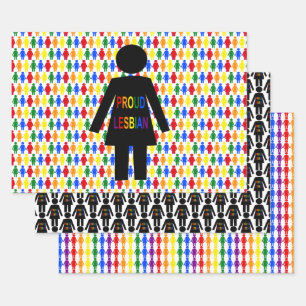 LGBTQ Lesbian Silhouette and Rainbow Ladies Wrapping Paper Sheet