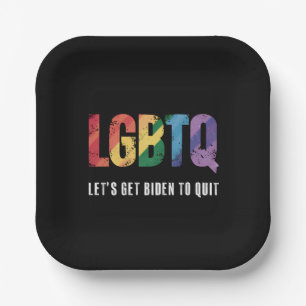 LGBTQ Lets Get Biden To Quite Gay Pride  Paper Plate