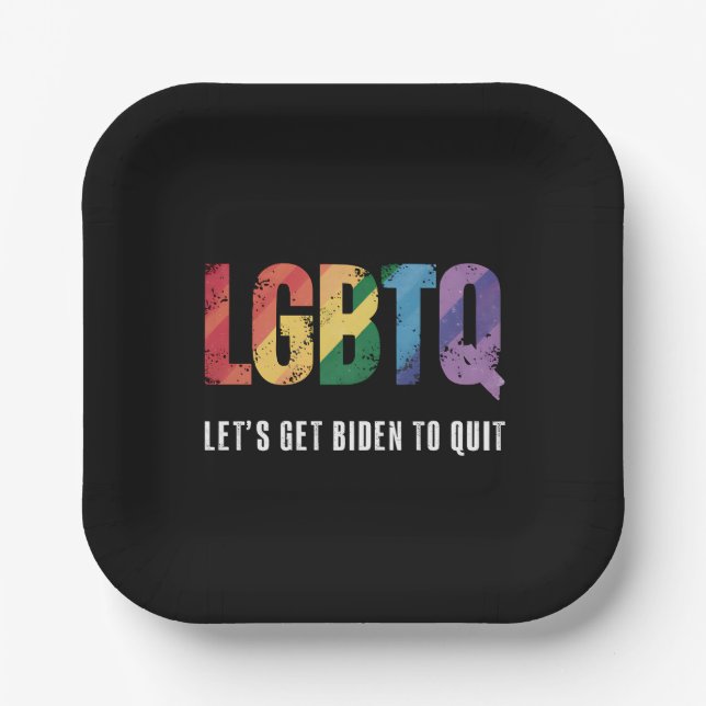 LGBTQ Lets Get Biden To Quite Gay Pride  Paper Plate (Front)