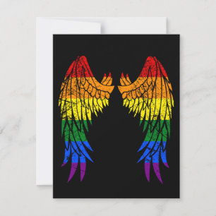 LGBTQ LGBT Angel Wings Colourful Rainbow Gay Invitation