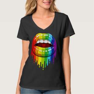 Lgbtq Lips Rainbow Flag Lgbt Gay Pride Month Lesbi T-Shirt