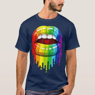 LGBTQ Lips Rainbow Flag LGBT Gay Pride Month Lesbi T-Shirt