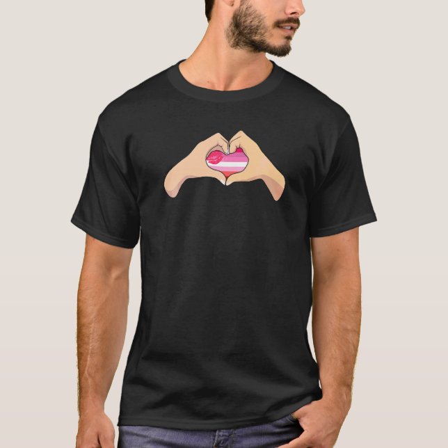 Lgbtq Lipstick Pride Flag  Hand Heart Sign Lipstic T-Shirt (Front)