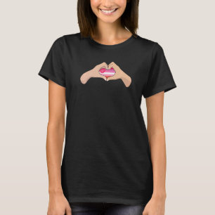 Lgbtq Lipstick Pride Flag Hand Heart Sign Lipstic T-Shirt