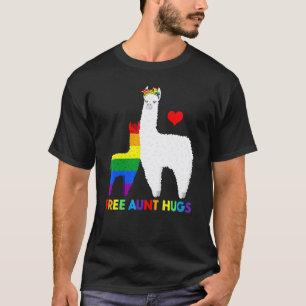 Lgbtq Llama Free Aunt Hugs Proud Ally Rainbow Flag T-Shirt