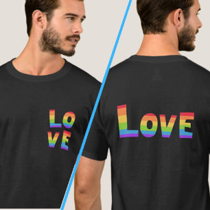 LGBTQ LOVE in Rainbow Colours Front and Back Print T-Shirt