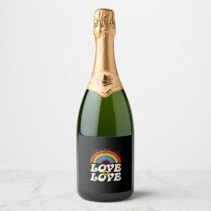 LGBTQ Love Is Love Gay Pride LGBT Ally Rainbow Fla Sparkling Wine Label