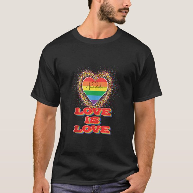 LGBTQ Love Is Love Gay Pride LGBT Ally Rainbow Fla T-Shirt (Front)