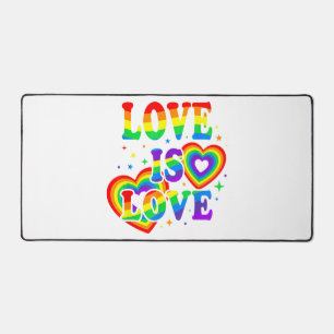 LGBTQ Love is Love Gay Pride LGBT Rainbow Flag Desk Mat