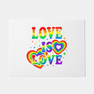 LGBTQ Love is Love Gay Pride LGBT Rainbow Flag Doormat