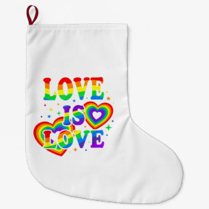 LGBTQ Love is Love Gay Pride LGBT Rainbow Flag Large Christmas Stocking