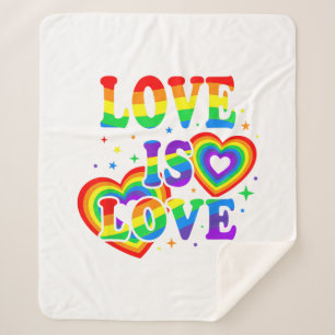 LGBTQ Love is Love Gay Pride LGBT Rainbow Flag Sherpa Blanket