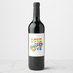 LGBTQ Love is Love Gay Pride LGBT Rainbow Flag Wine Label