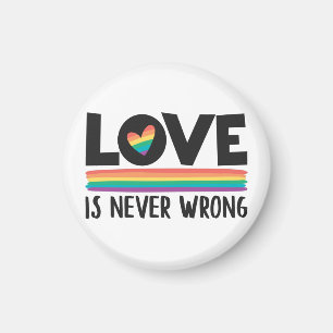 LGBTQ Love is never wrong rainbow pride month Magnet