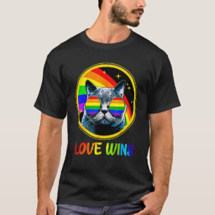 LGBTQ Love Wins Cat Gay Pride LGBT Ally Rainbow Fl T-Shirt