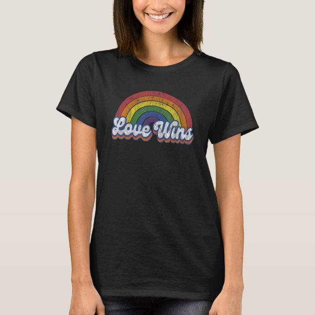 Lgbtq Love Wins Gay Pride Lgbt Ally Rainbow Flag V T-Shirt (Front)
