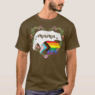 LGBTQ Mama Bear Progress Pride Flag Gay Equal Righ T-Shirt