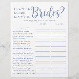 LGBTQ Modern Dusty Blue 2 Sided Bridal Shower Game Flyer